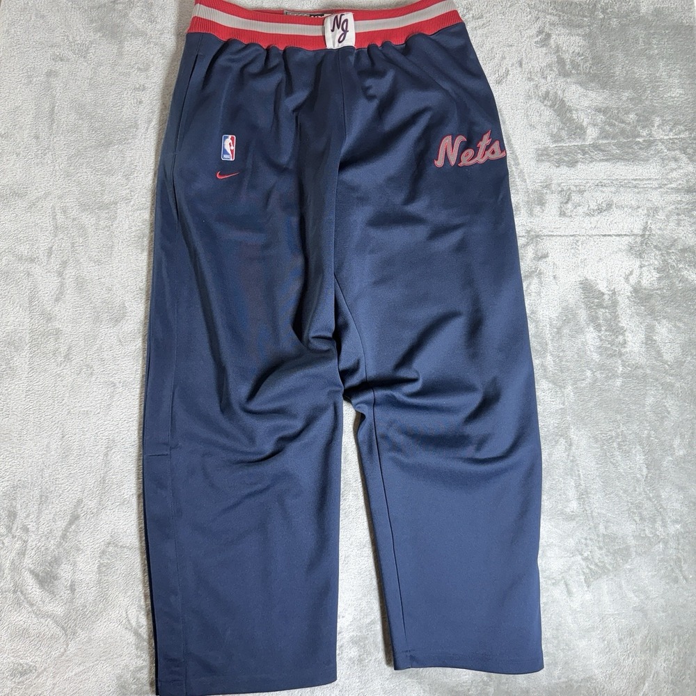 NIKE Team New Jersey Nets Y2K Vintage NBA Warm Up Pants XXL Snap Button Ankle